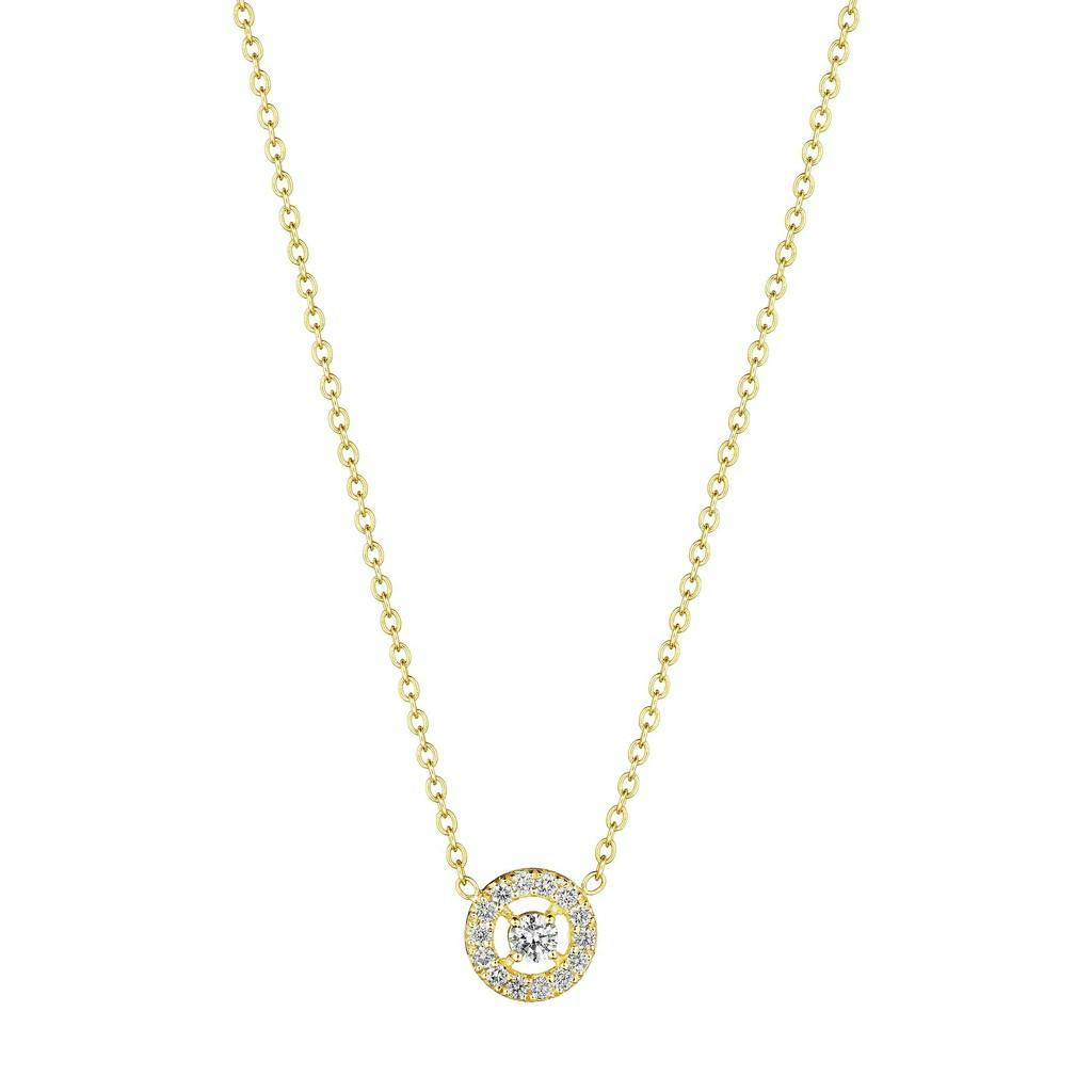 Penny Preville Yellow Gold Round Diamond Halo Necklace 0