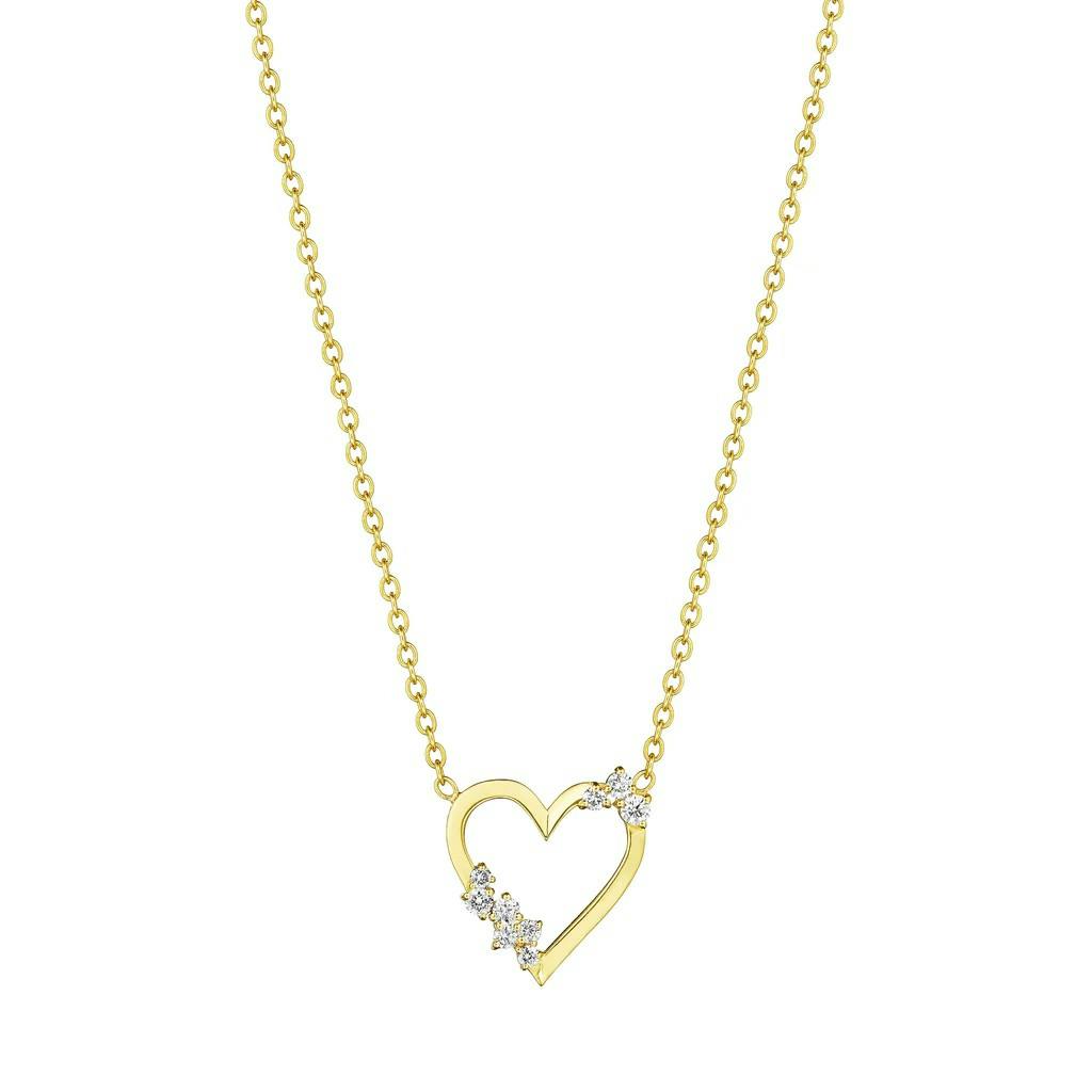 Penny Preville Yellow Gold Open Stardust Diamond Accent Heart Necklace 0