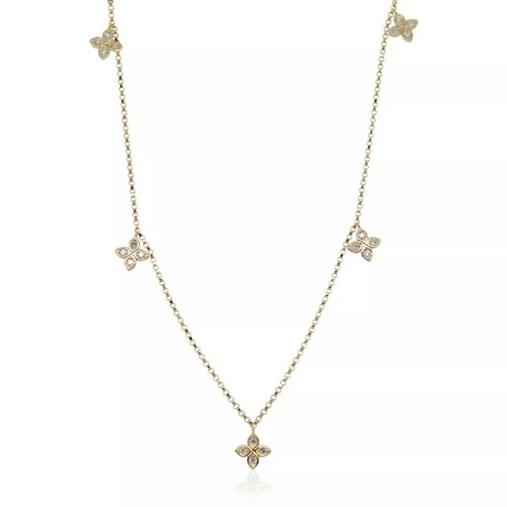 Roberto Coin Love by the Inch Yellow Gold Diamond Charm Necklace