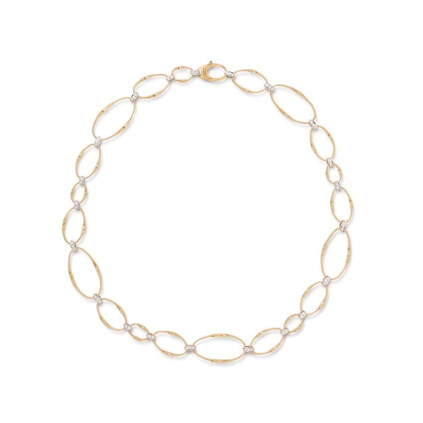Marco Bicego Marrakech Onde Collection 18K Yellow Gold and Diamond Flat Link Collar Necklace 0