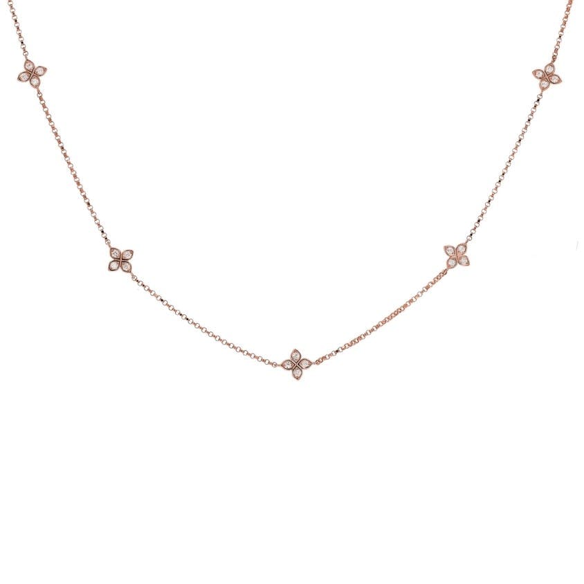 Roberto Coin Love by the Inch Rose Gold Diamond Station Necklace 0
