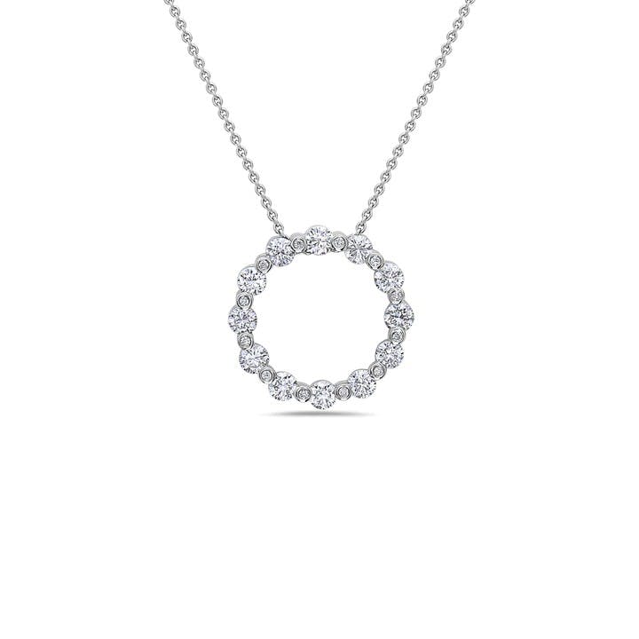 Charles Krypell Open Circle White Gold and Diamond Necklace