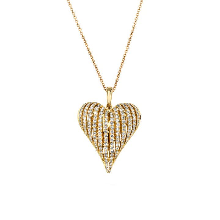 Charles Krypell Large Diamond Yellow Gold Angel Heart Necklace 0
