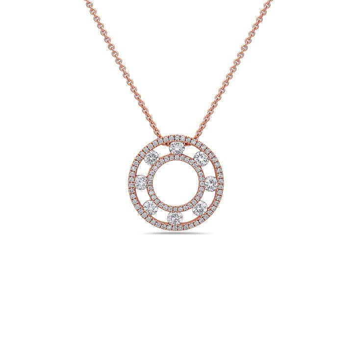 Charles Krypell Open Diamond Air Circle Pendant Necklace in Rose Gold 0