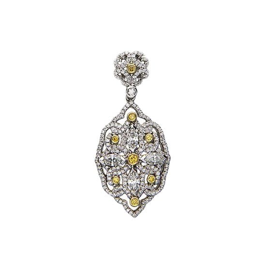 Charles Krypell White and Yellow Diamond Scroll Pendant 0