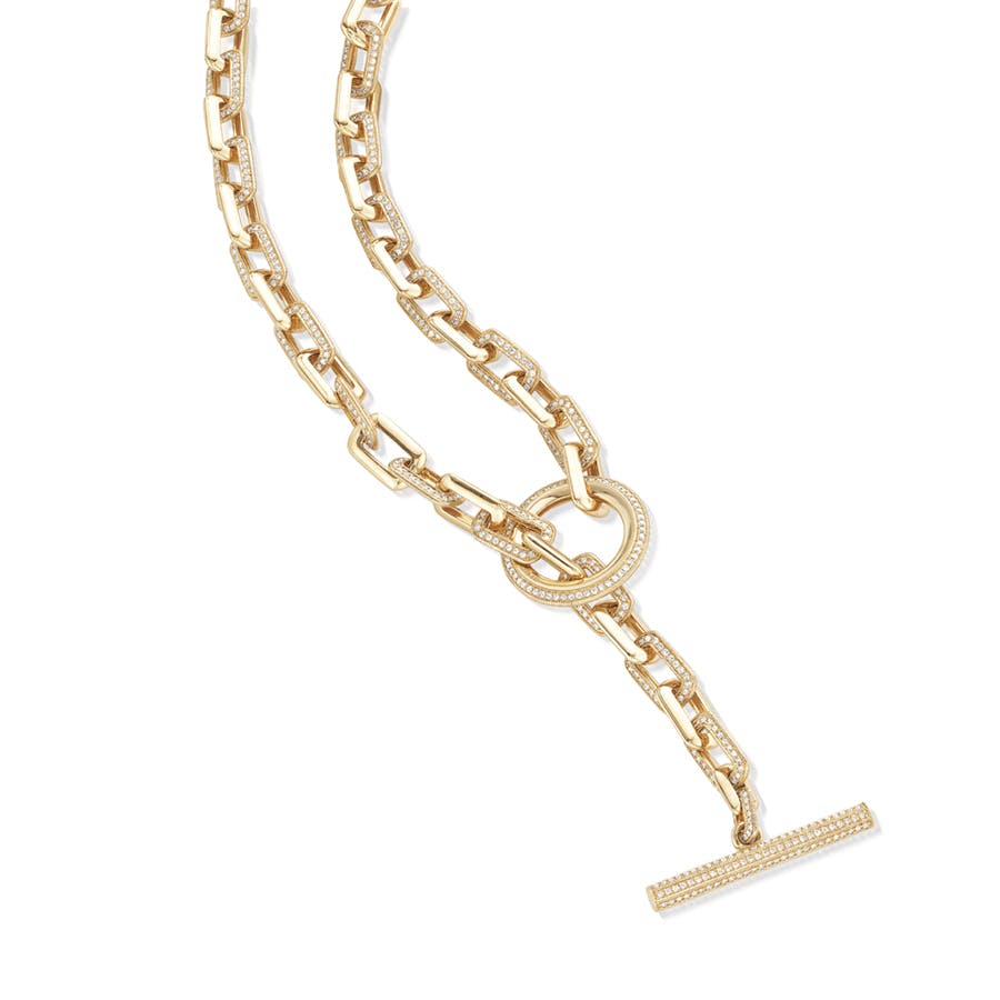 5.01 CTW Pave Diamond Paperclip Toggle Necklace in Yellow Gold