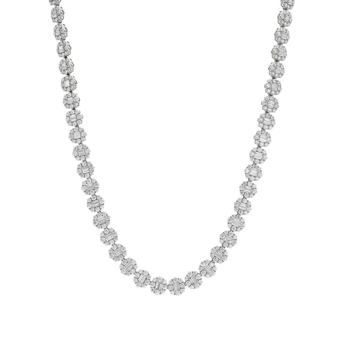 19.47 CTW Baguette and Round Diamond Necklace