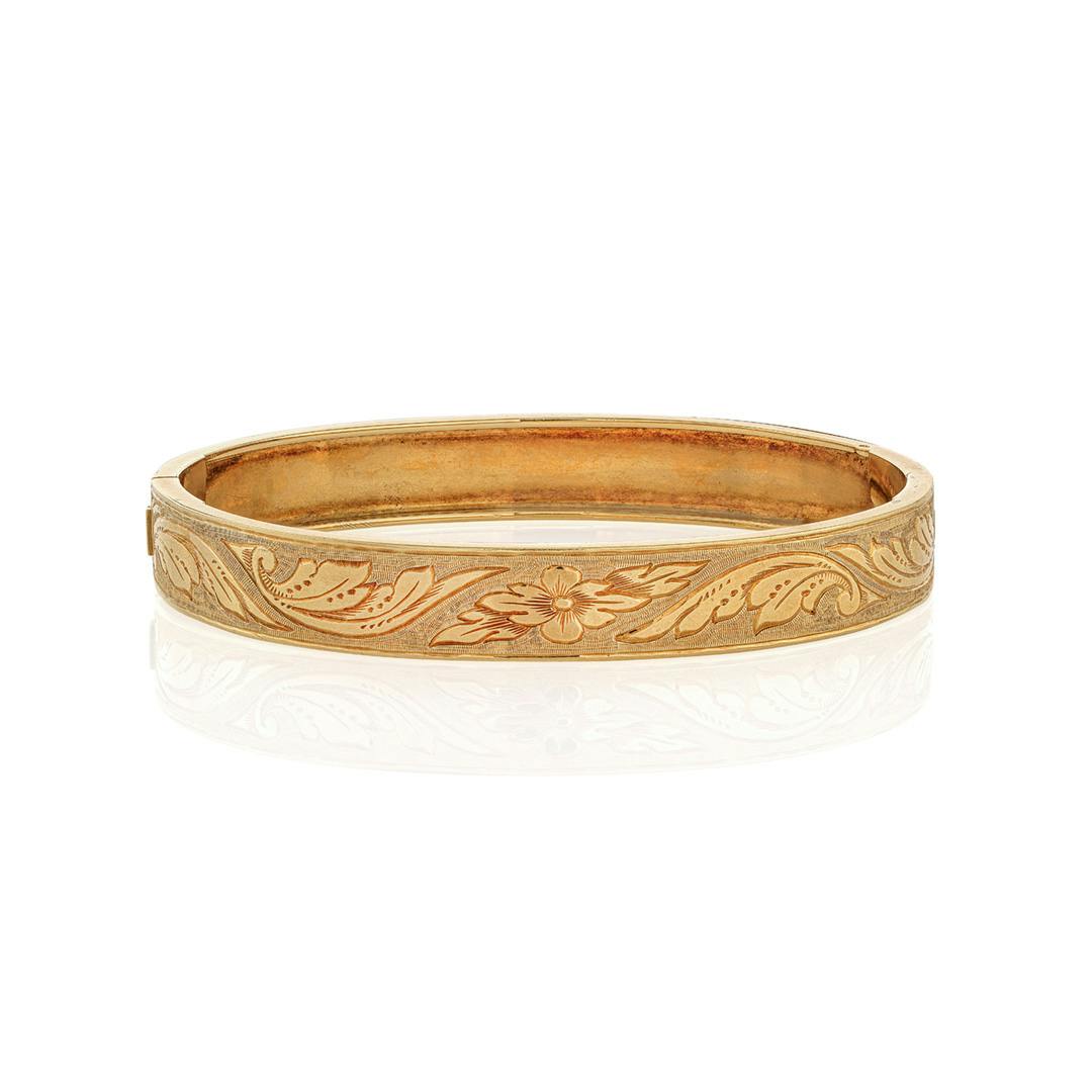 Estate Collection Victorian Yellow Gold Engraved Bangle