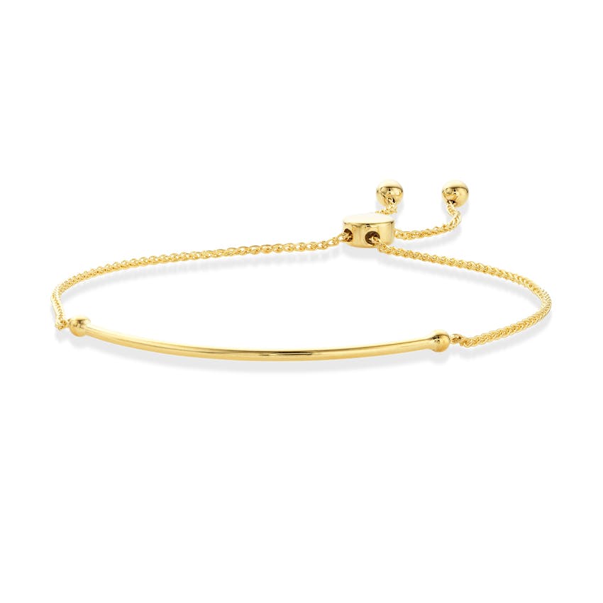 14K Yellow Gold Bolo Adjustable Bracelet | Front View