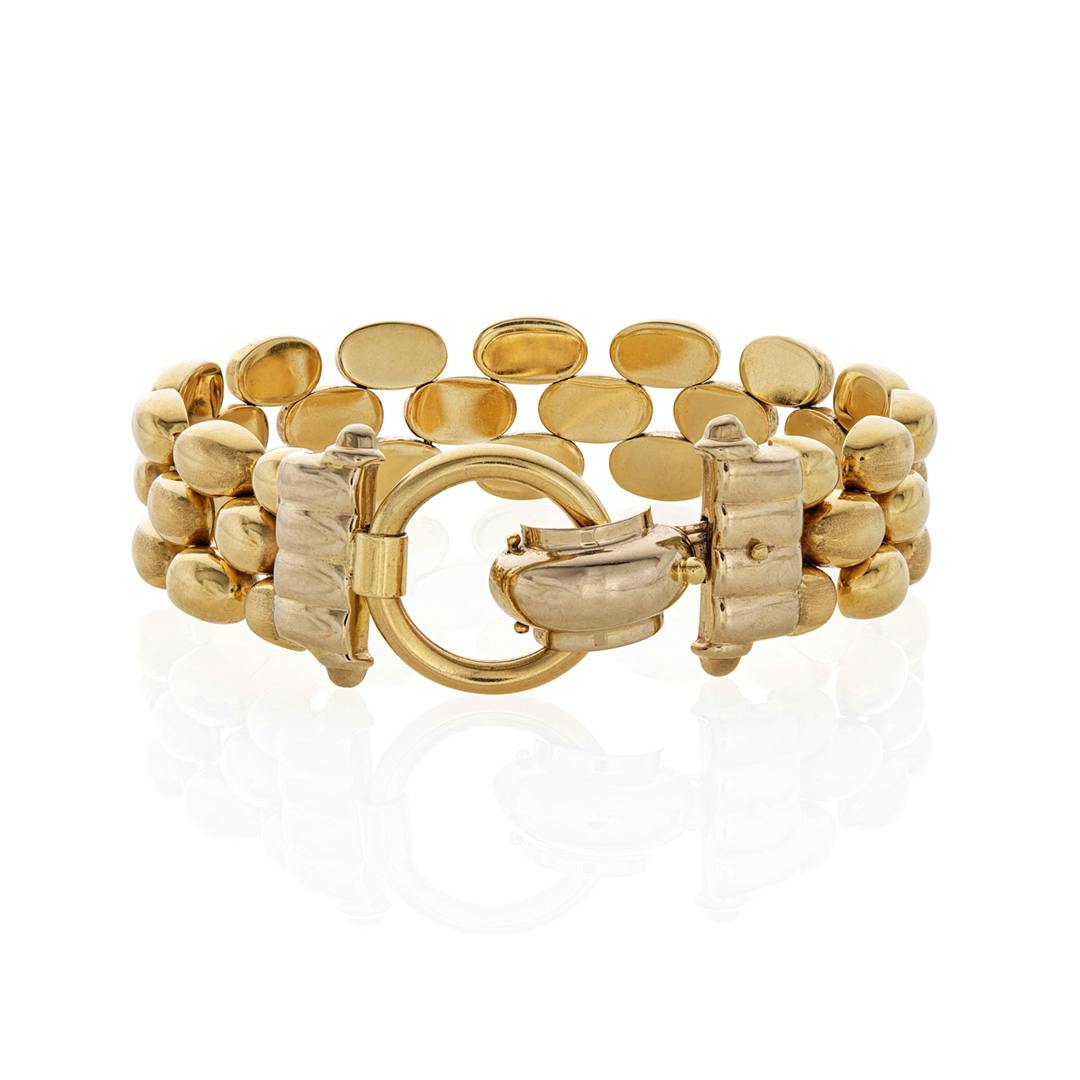 Estate Collection Yellow Gold Three Row Link Bracelet