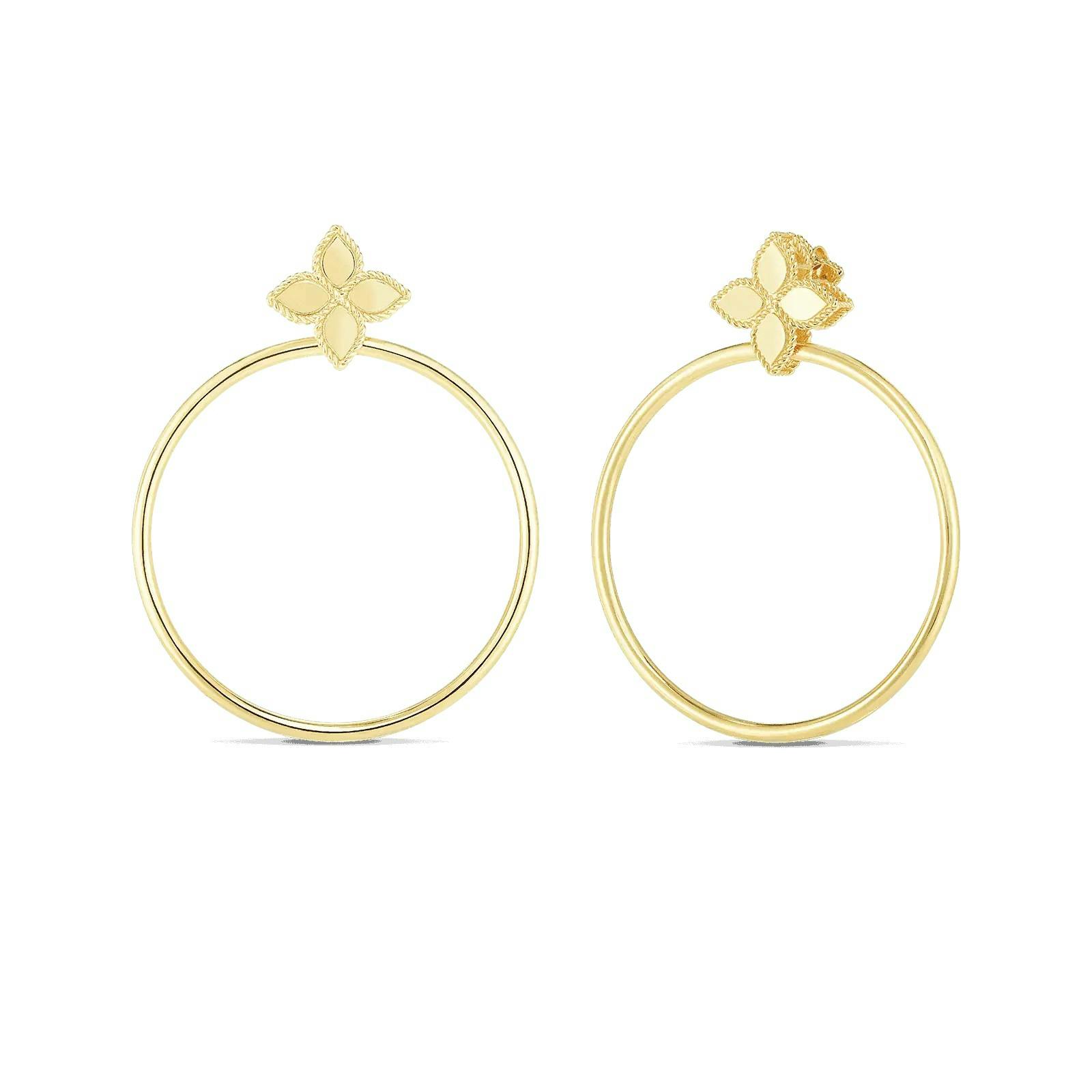 Roberto Coin Princess Flower Attached Hoop Earrings 0