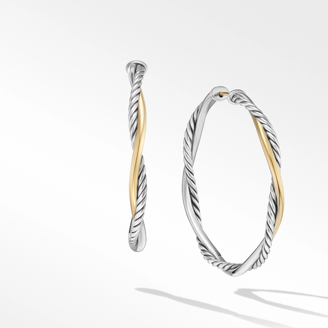 David Yurman Infinity Hoop Earrings with 14k Yellow Gold