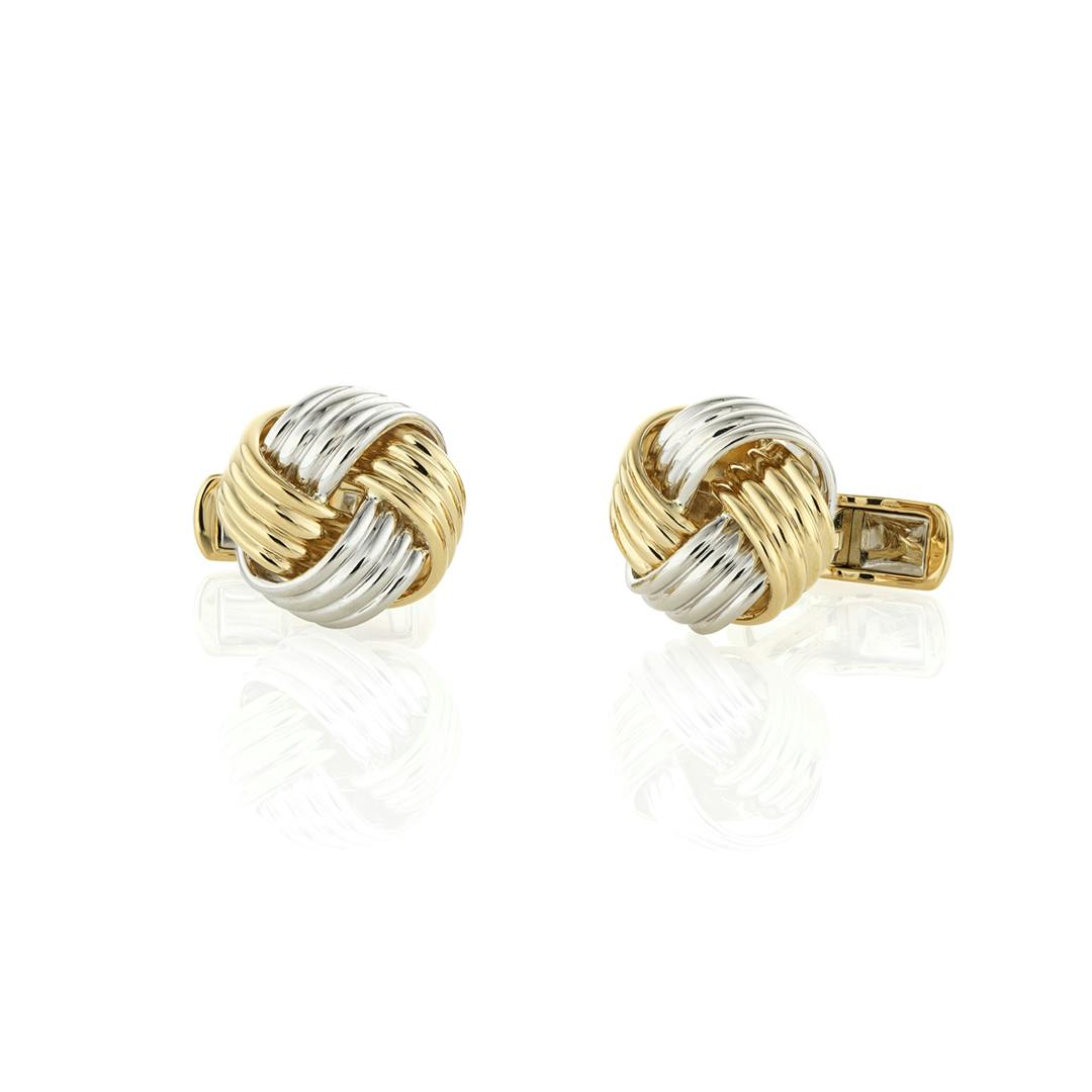 White Gold and Yellow Gold Knot Cuff Links 0