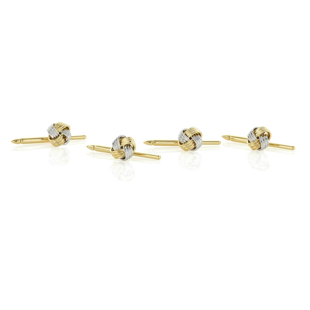 White Gold and Yellow Gold Knot Stud Set 0
