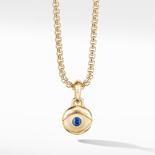 David Yurman Evil Eye Amulet in 18K Yellow Gold with Blue Sapphires