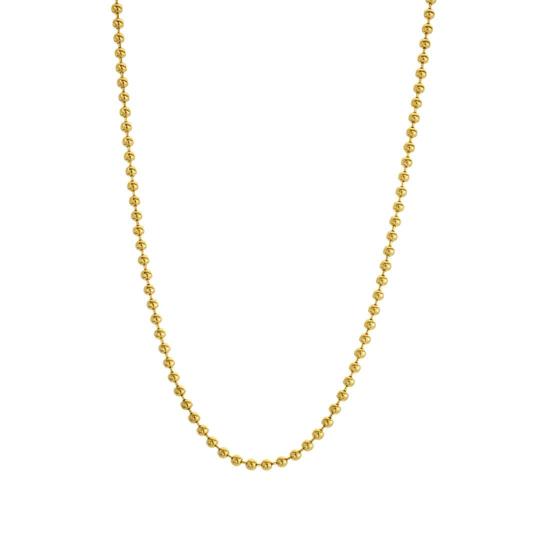 16 Inch Polished Yellow Gold Beaded Necklace