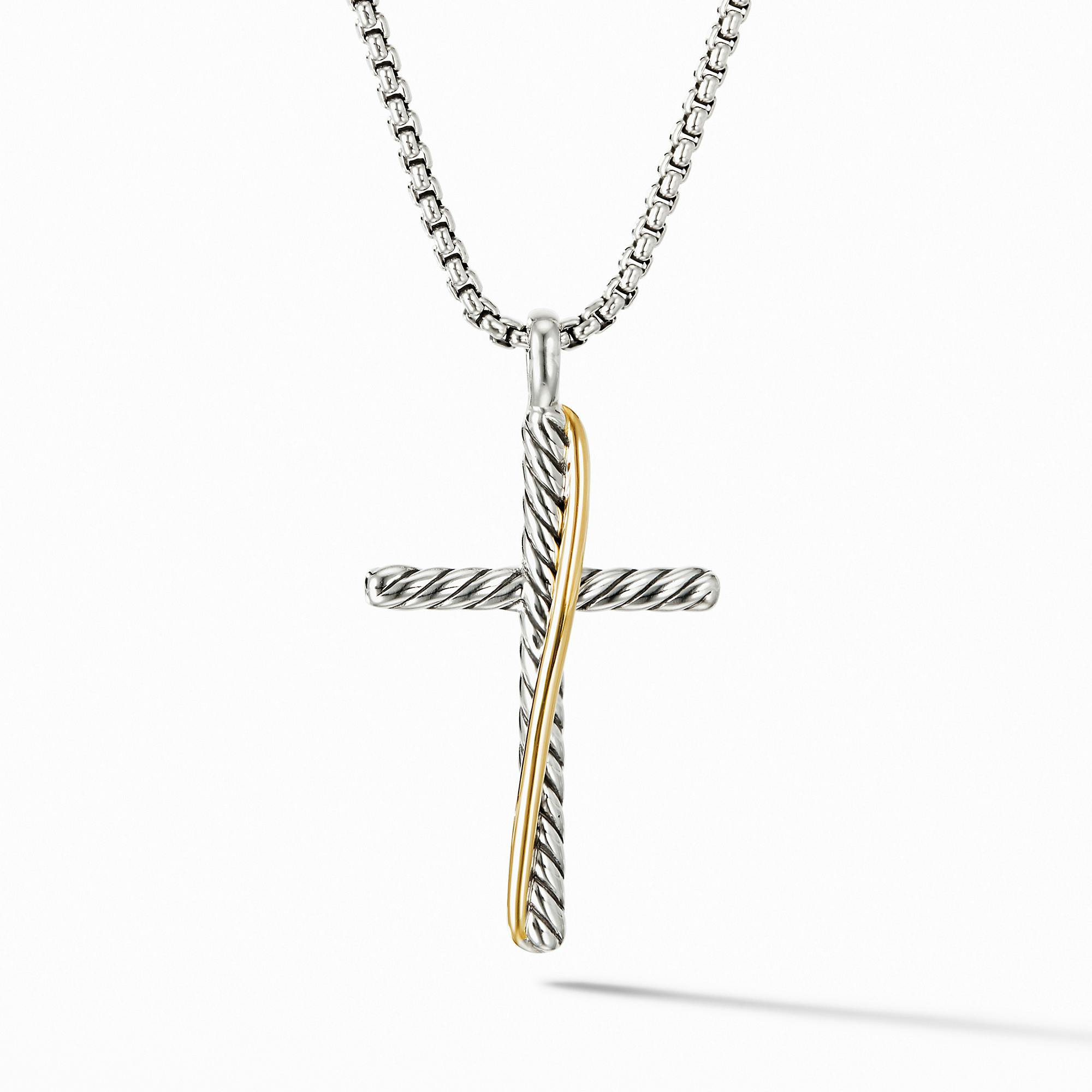 David Yurman Crossover Cross Necklace with 18k Yellow Gold