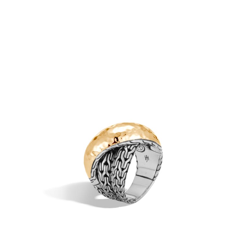 John Hardy Classic Chain Hammered Crossover Ring 0