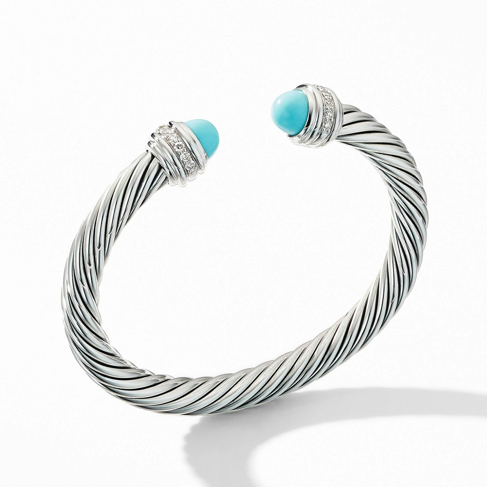 David Yurman Cable Bracelet with Turquoise and Pave Diamonds