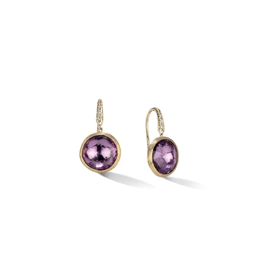Marco Bicego Jaipur Color Collection 18K Yellow Gold Amethyst and Diamond Small Drop Earrings 0