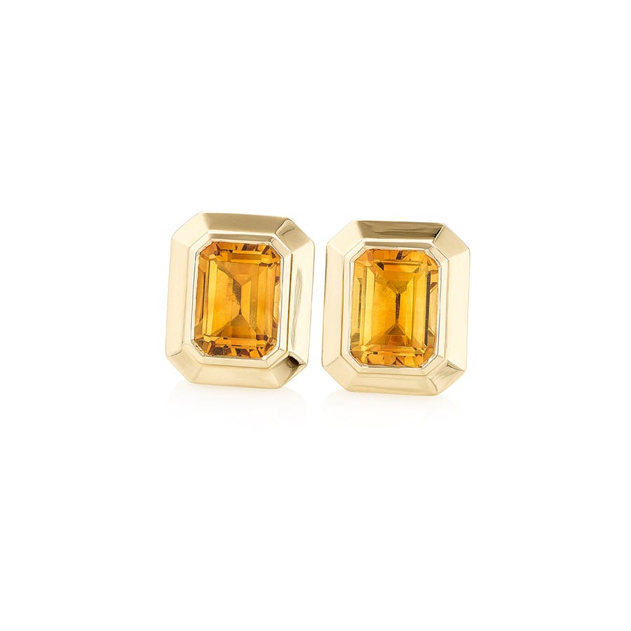 Yellow Gold Citrine Stud Earrings