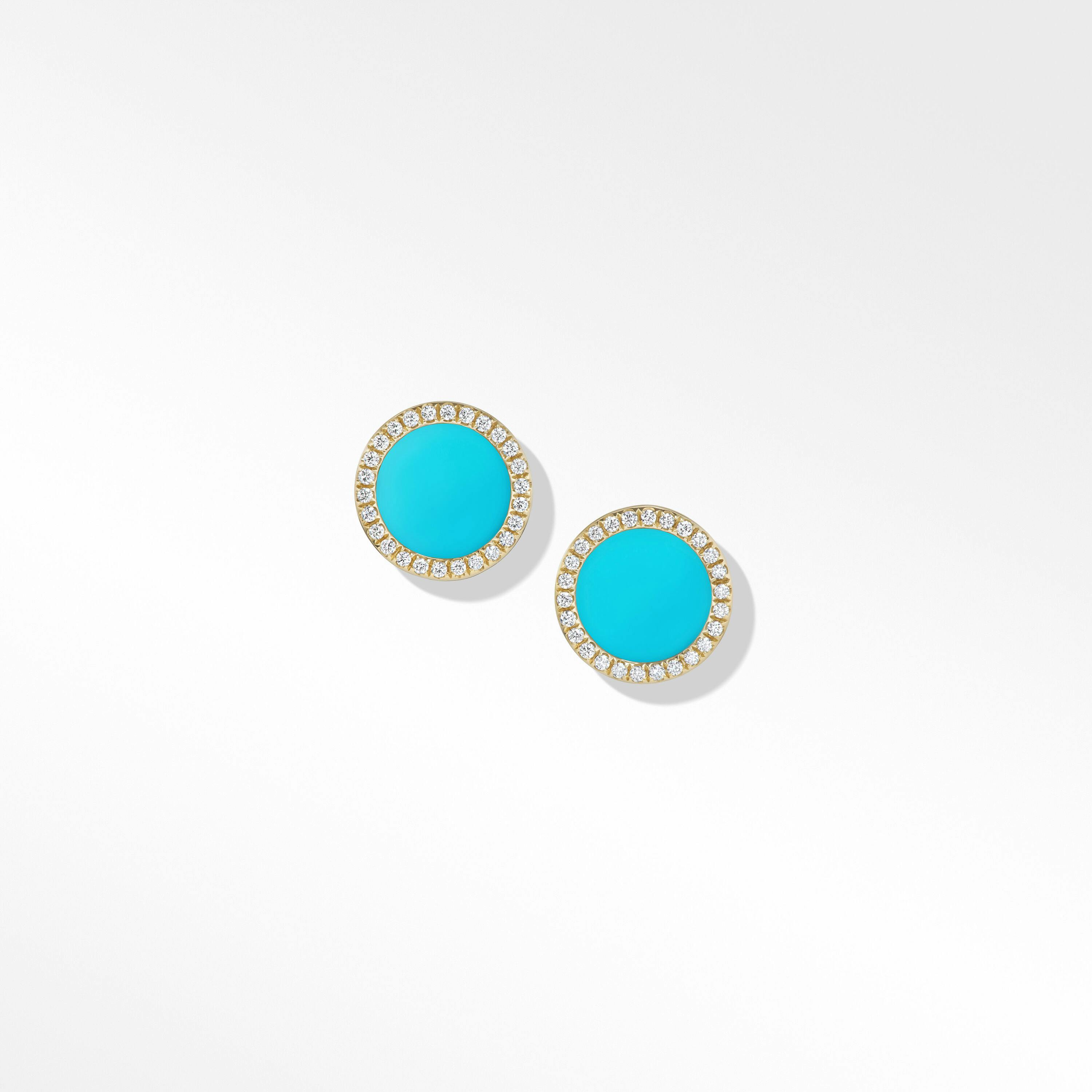 David Yurman Petite DY Elements Stud Earrings with Turquoise and Pave Diamonds