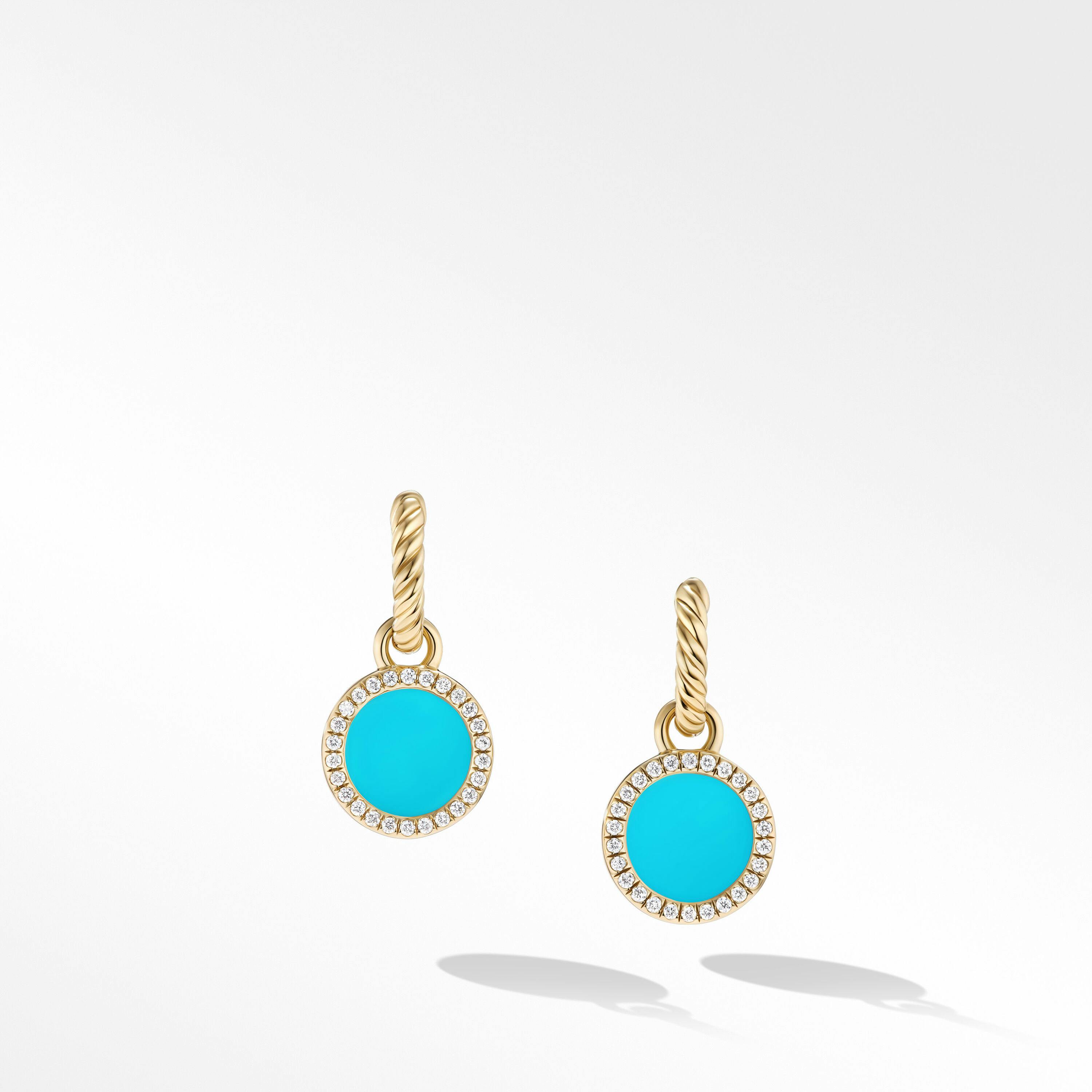 David Yurman Petite DY Elements Drop Earrings with Turquoise and Pave Diamonds