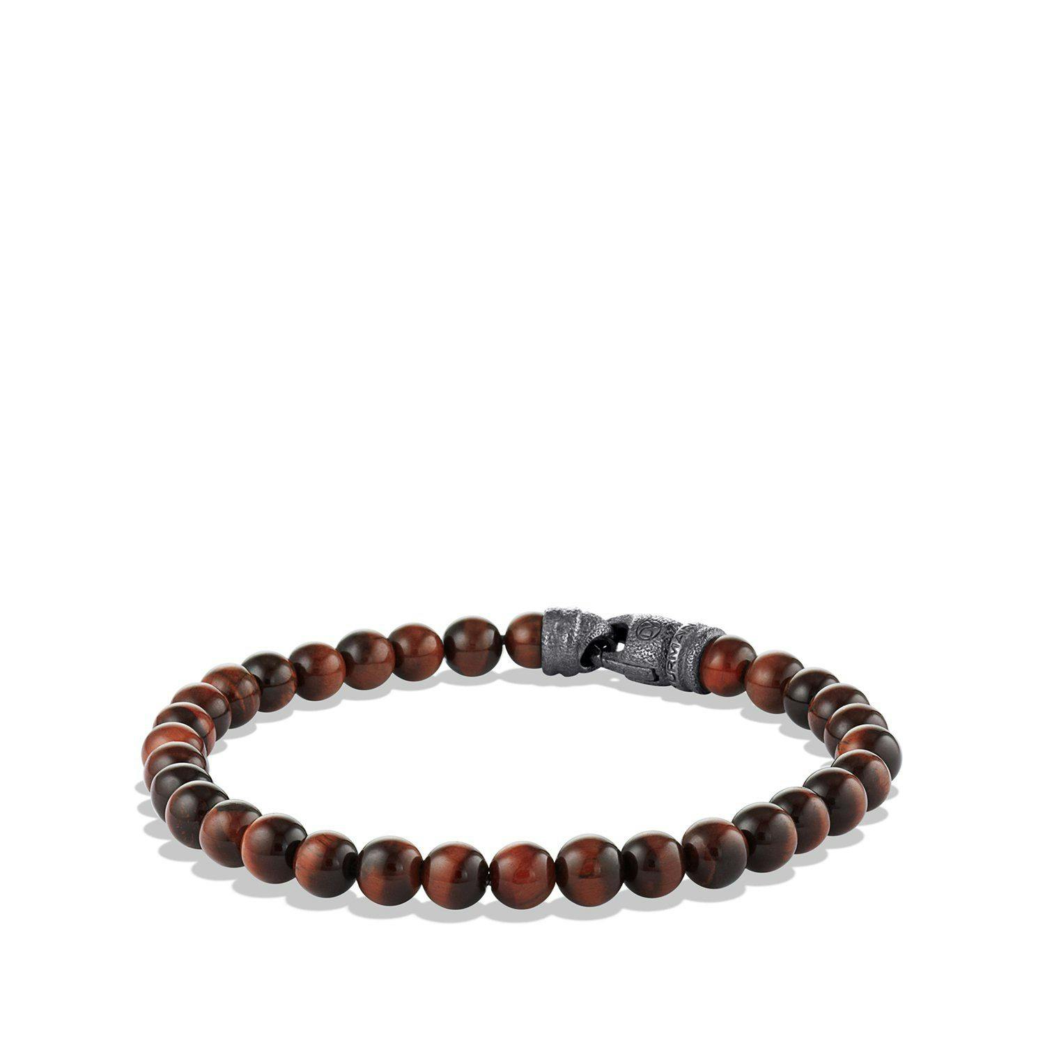 David Yurman Men's 6mm Spiritual Beads Bracelet with Red Tiger's Eye