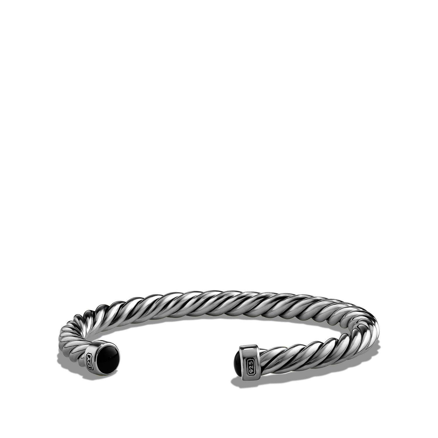 David Yurman Men's Cable Cuff Bracelet with Black Onyx
