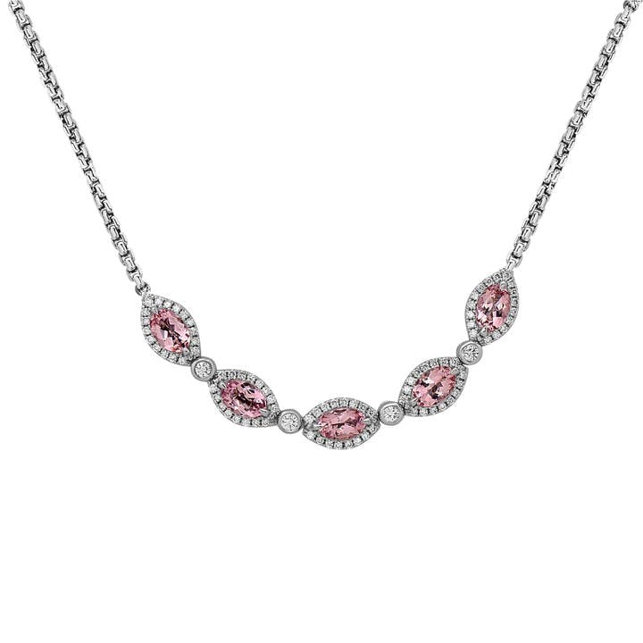 Charles Krypell Morganite and Diamond White Gold Necklace 0