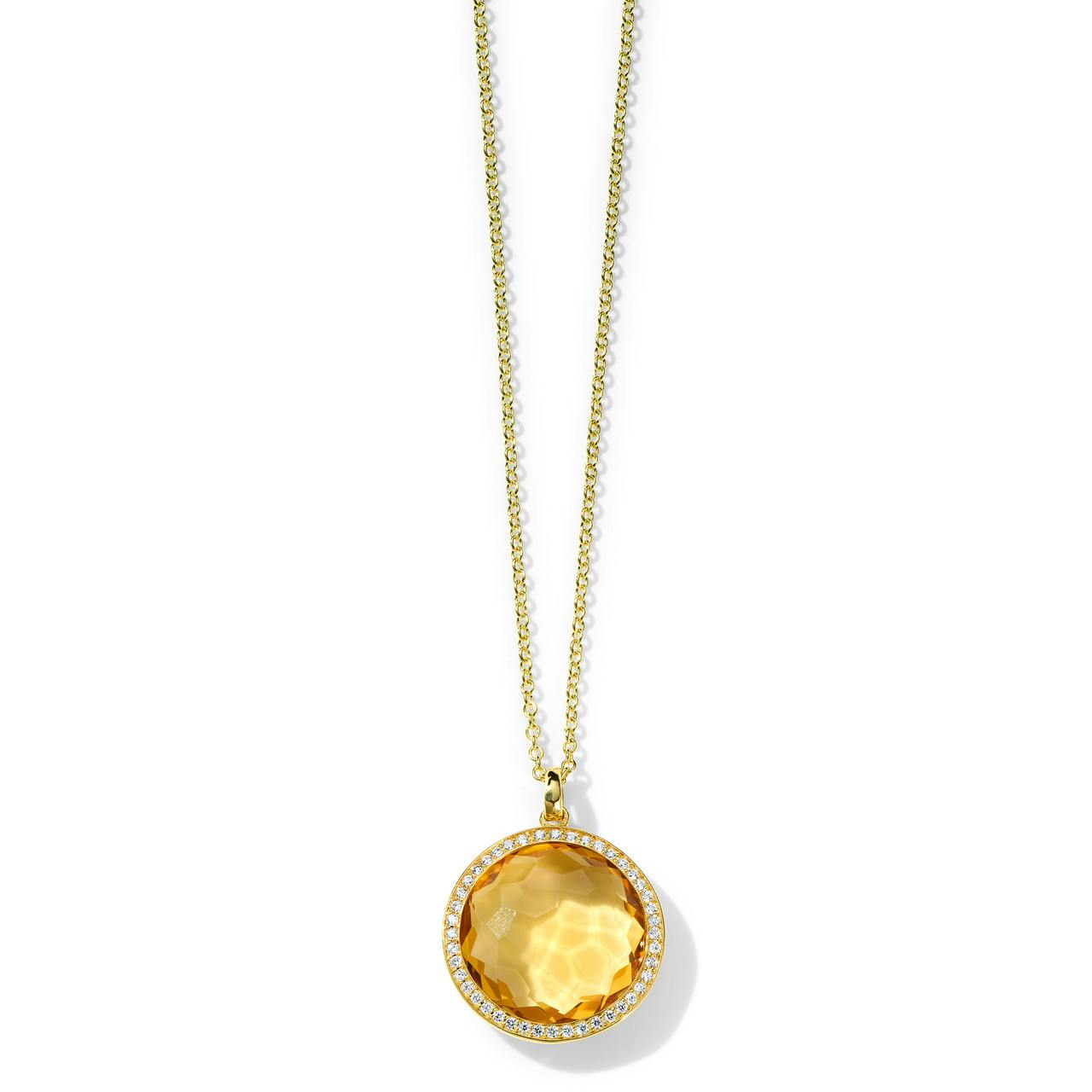 Ippolita Lollipop Medium Honey Citrine Pendant Necklace with Diamonds