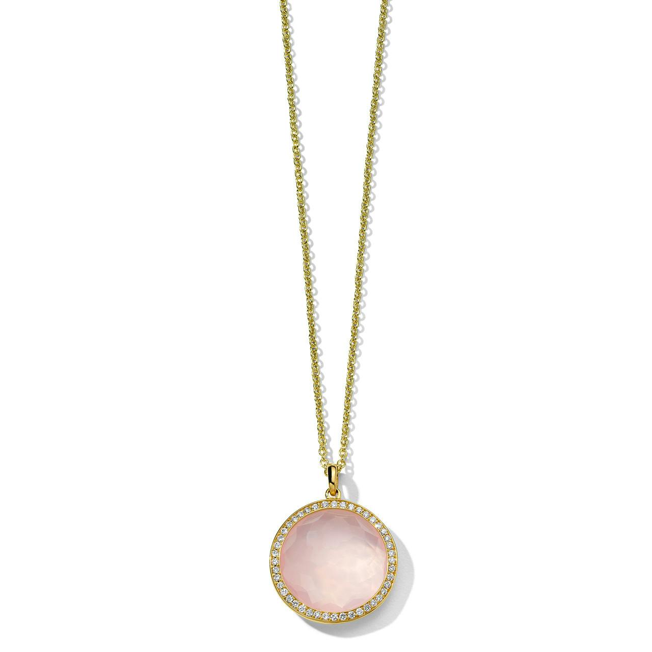 Ippolita Lollipop Medium Rose Quartz Pendant Necklace with Diamonds 0