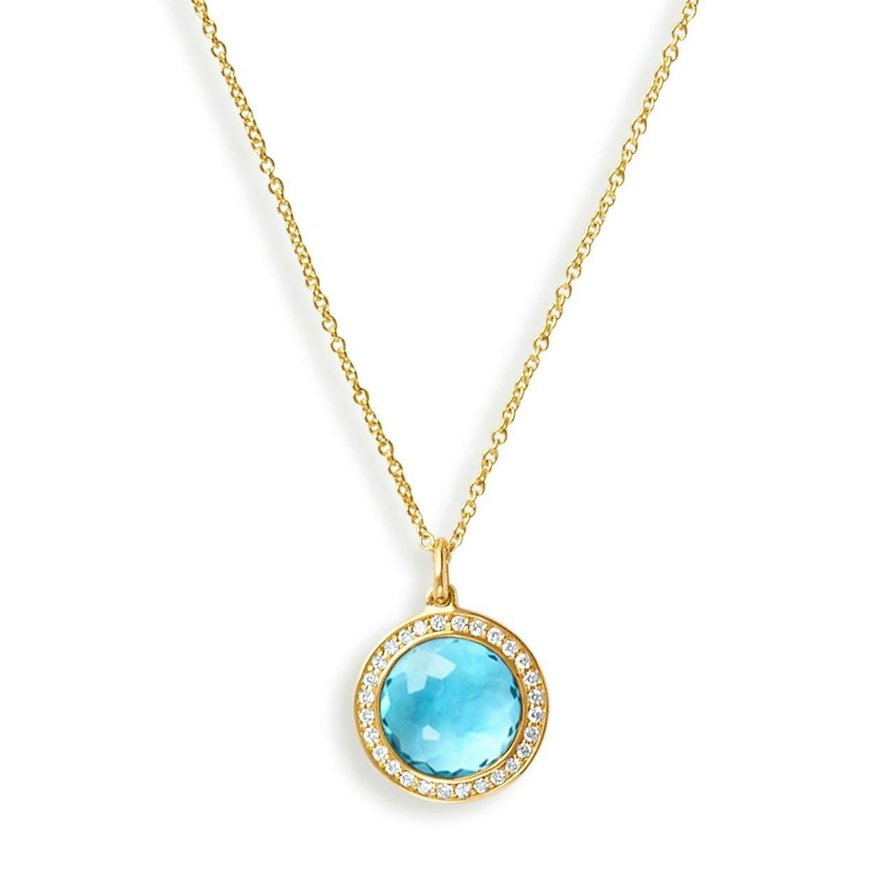 Ippolita Lollipop Mini Swiss Blue Topaz Pendant Necklace with Diamonds 0