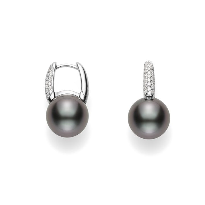 Mikimoto Black South Sea Pearl and Diamond Earrings