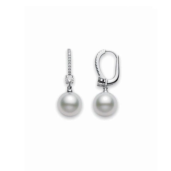 Mikimoto Classic Elegance White South Sea Cultured Pearl Lever Back Earrings