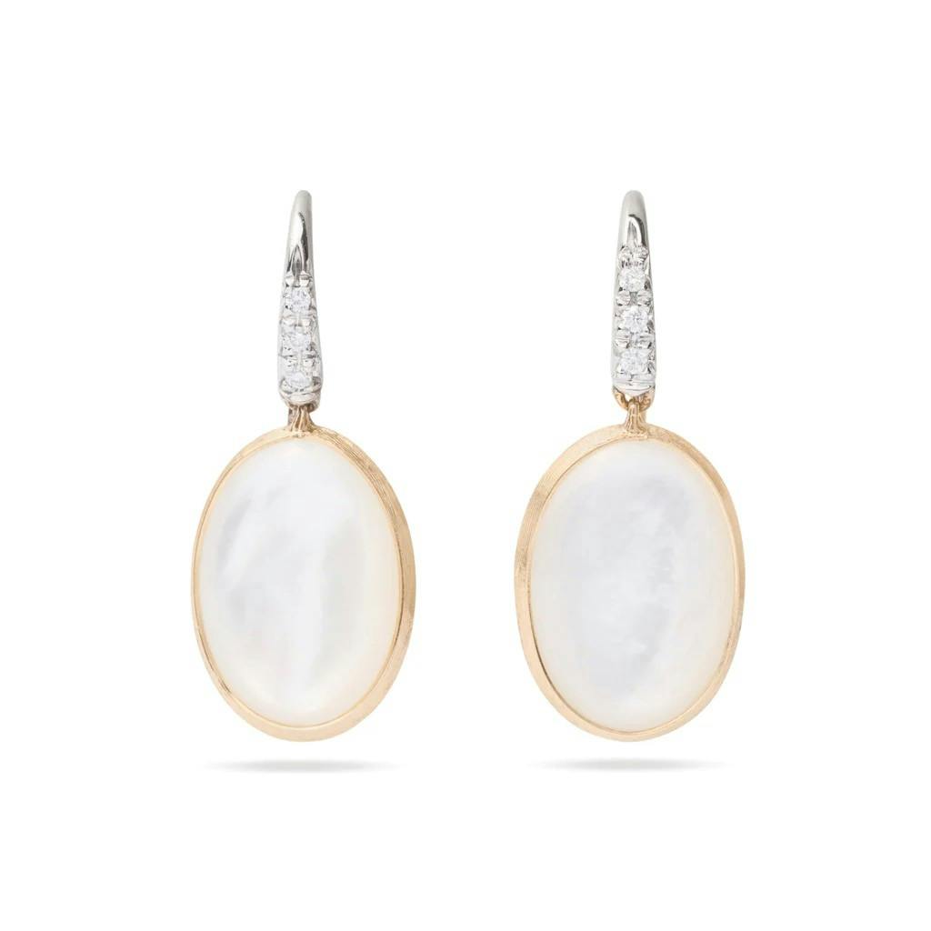 Marco Bicego Siviglia Collection 18K Yellow Gold Mother of Pearl Hook Earrings with Diamond Accent 0