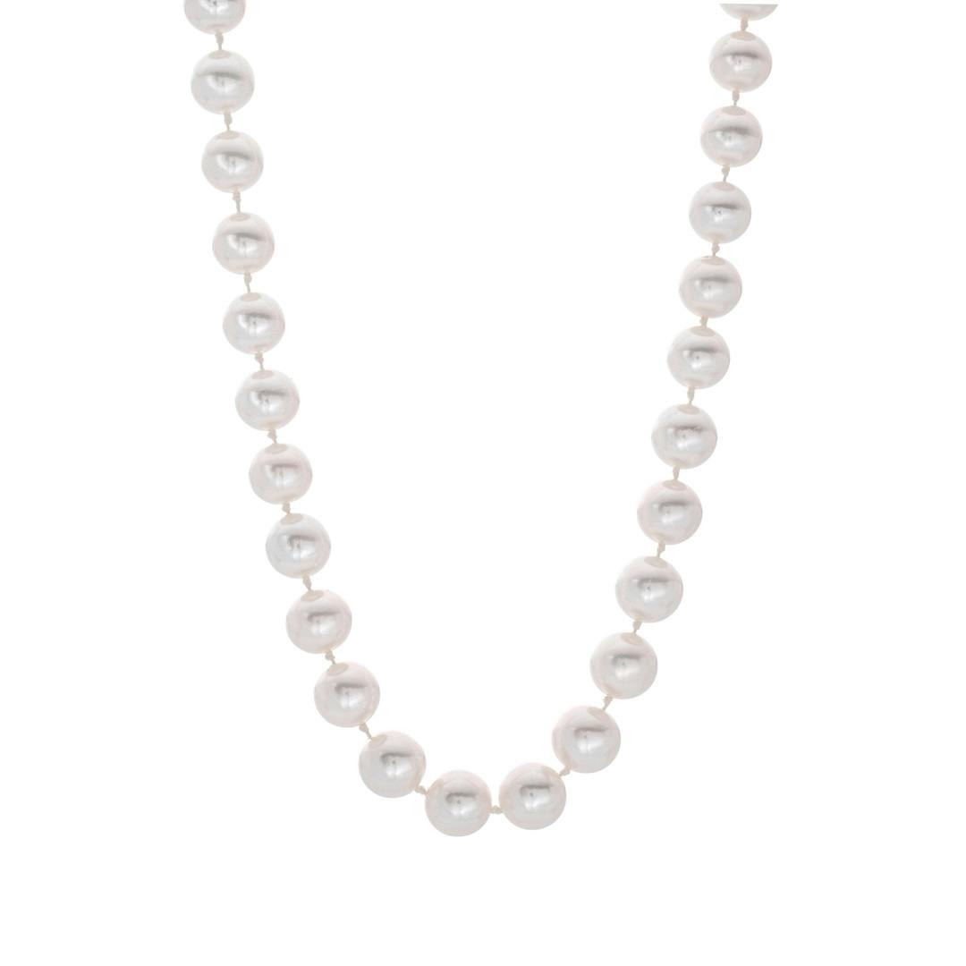 10.5-9.5mm Freshwater Pearl 18" Strand Necklace with White Gold Clasp