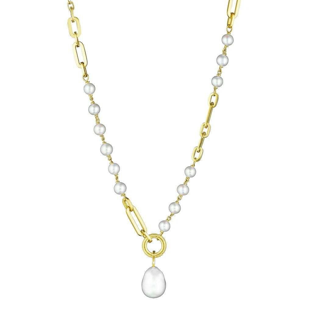 Penny Preville Yellow Gold Pearl Link Necklace 0