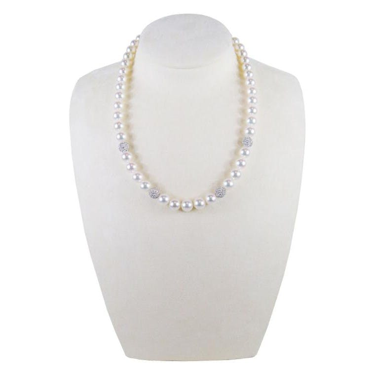 Mikimoto Diamond and Akoya Pearl Strand Necklace