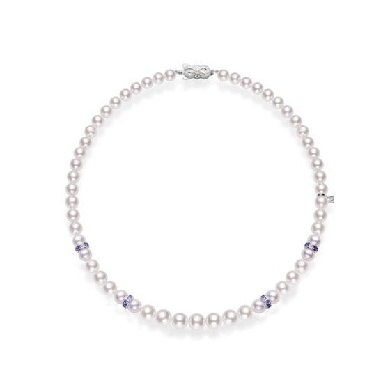 Mikimoto Ocean Akoya Cultured Pearl and Sapphire Rondelle Bracelet in 18K White Gold 0