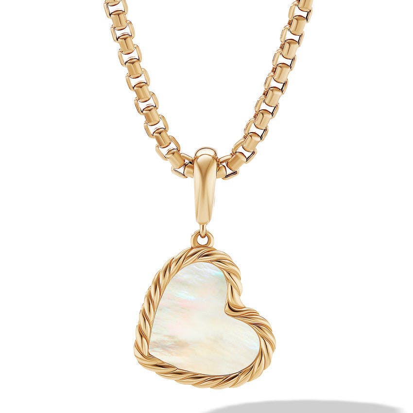 David Yurman DY Elements Heart Amulet in 18k Yellow Gold with Mother of Pearl