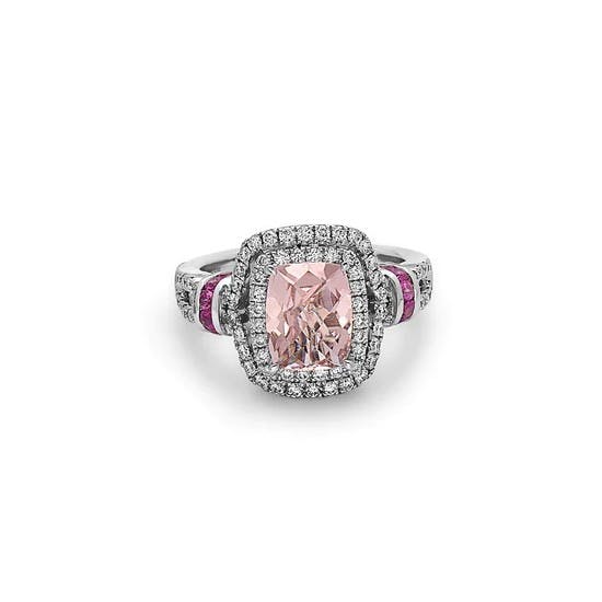 Charles Krypell Morganite, Diamond, and Pink Sapphire Ring 0