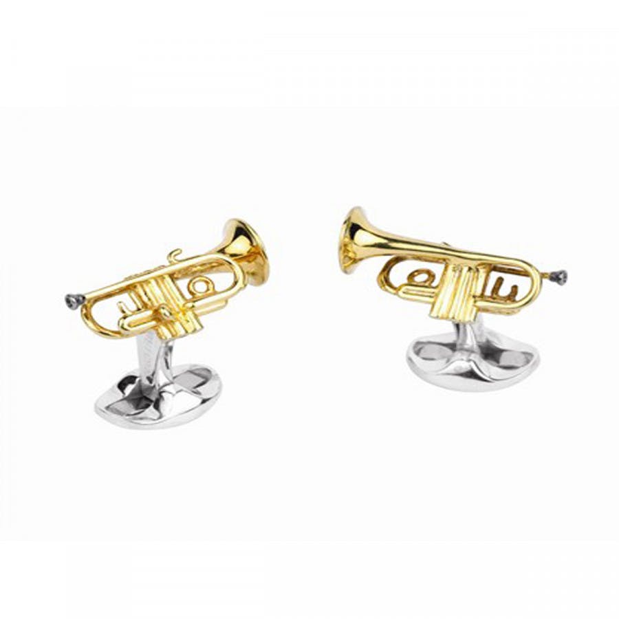 Sterling Silver Trumpet Cuff Links 0