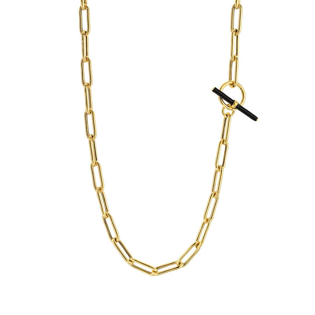 Black Toggle Gold Plated Link Necklace