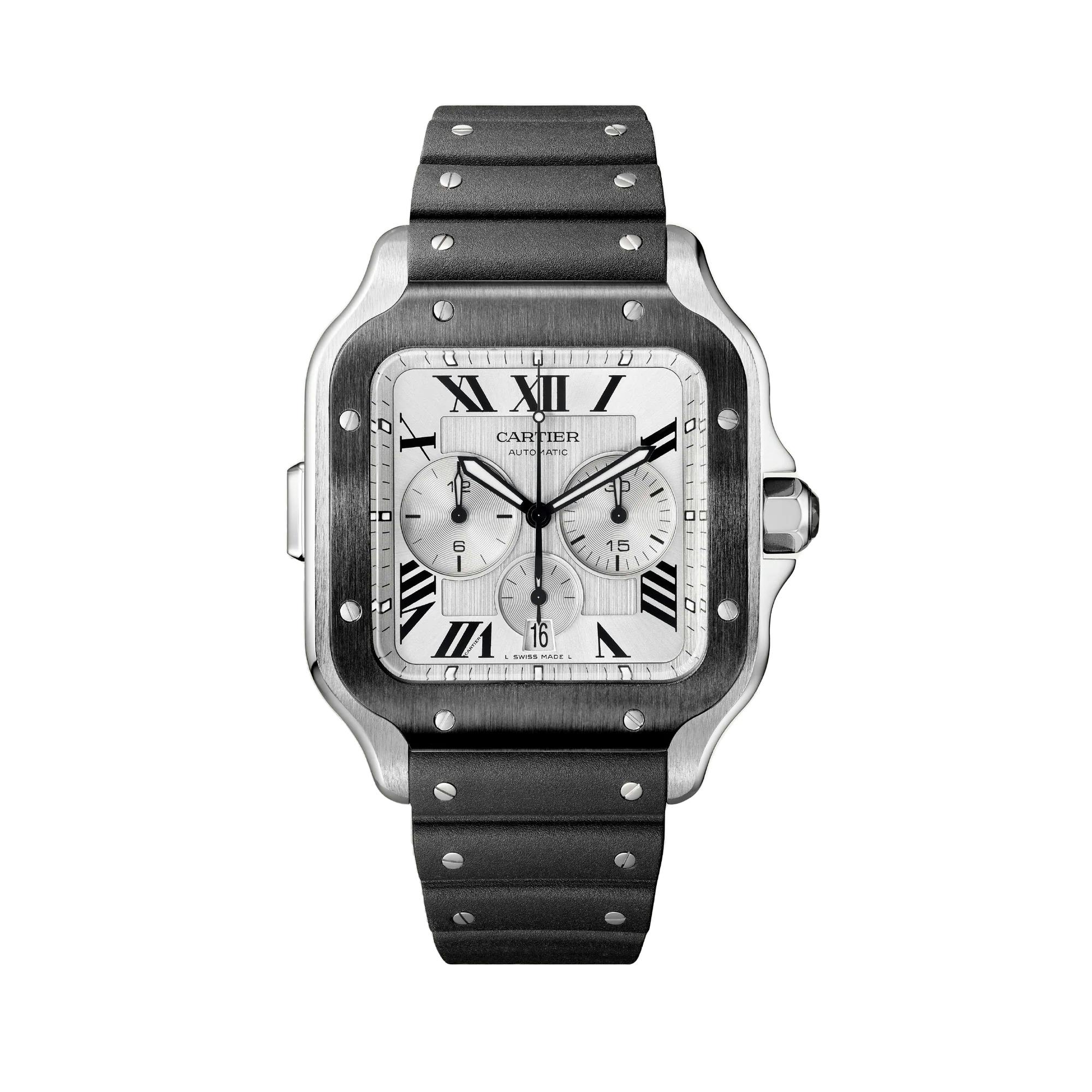 Santos de Cartier Chronograph Watch in Black, extra large model