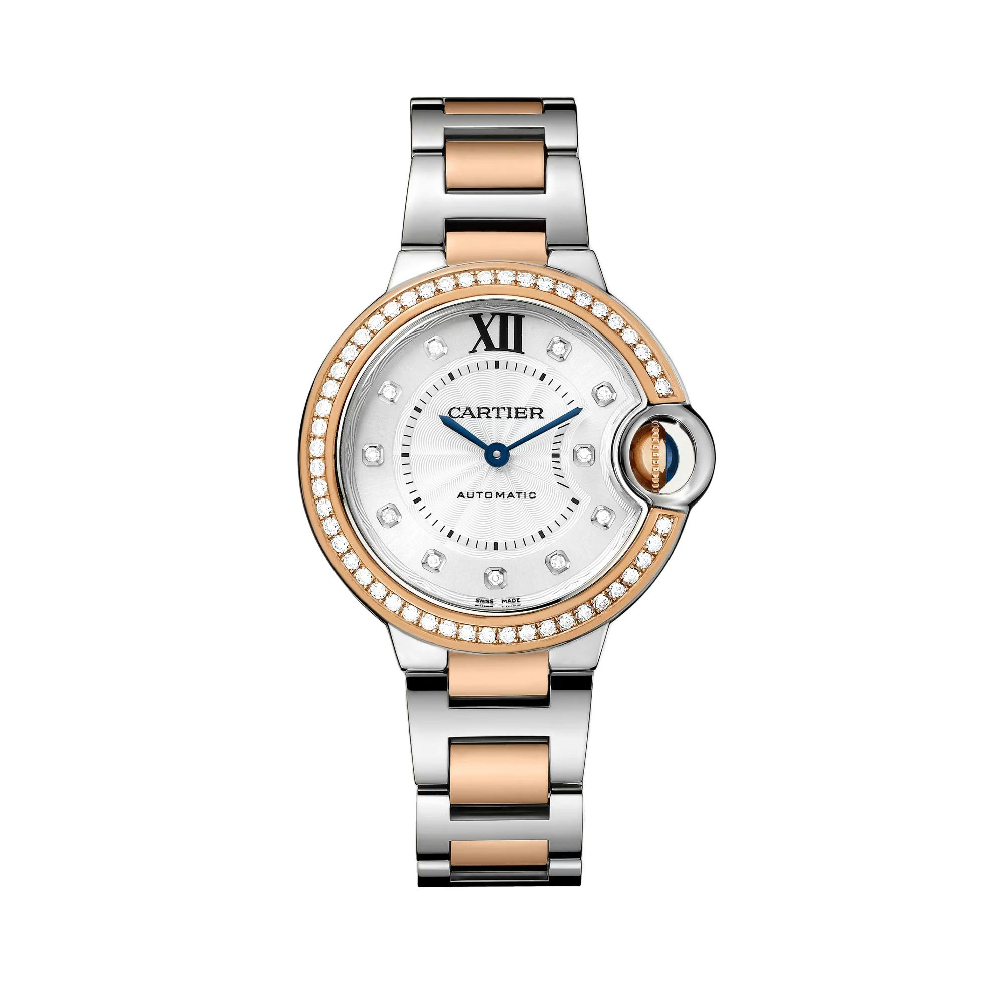 Ballon Bleu de Cartier Watch with Rose Gold and Diamonds, 33mm 0