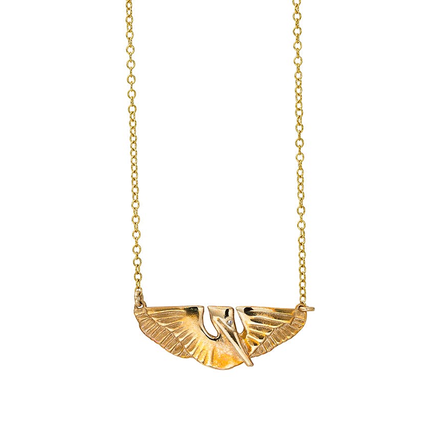 Mimosa Handcrafted Pelican Necklace with Diamond Eye