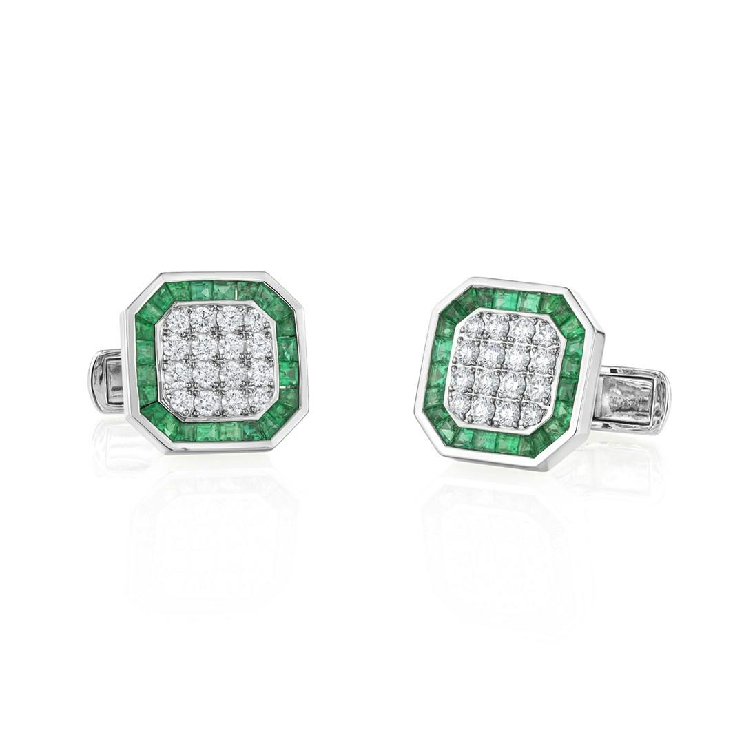 Emerald and Diamond Cuff Links 0