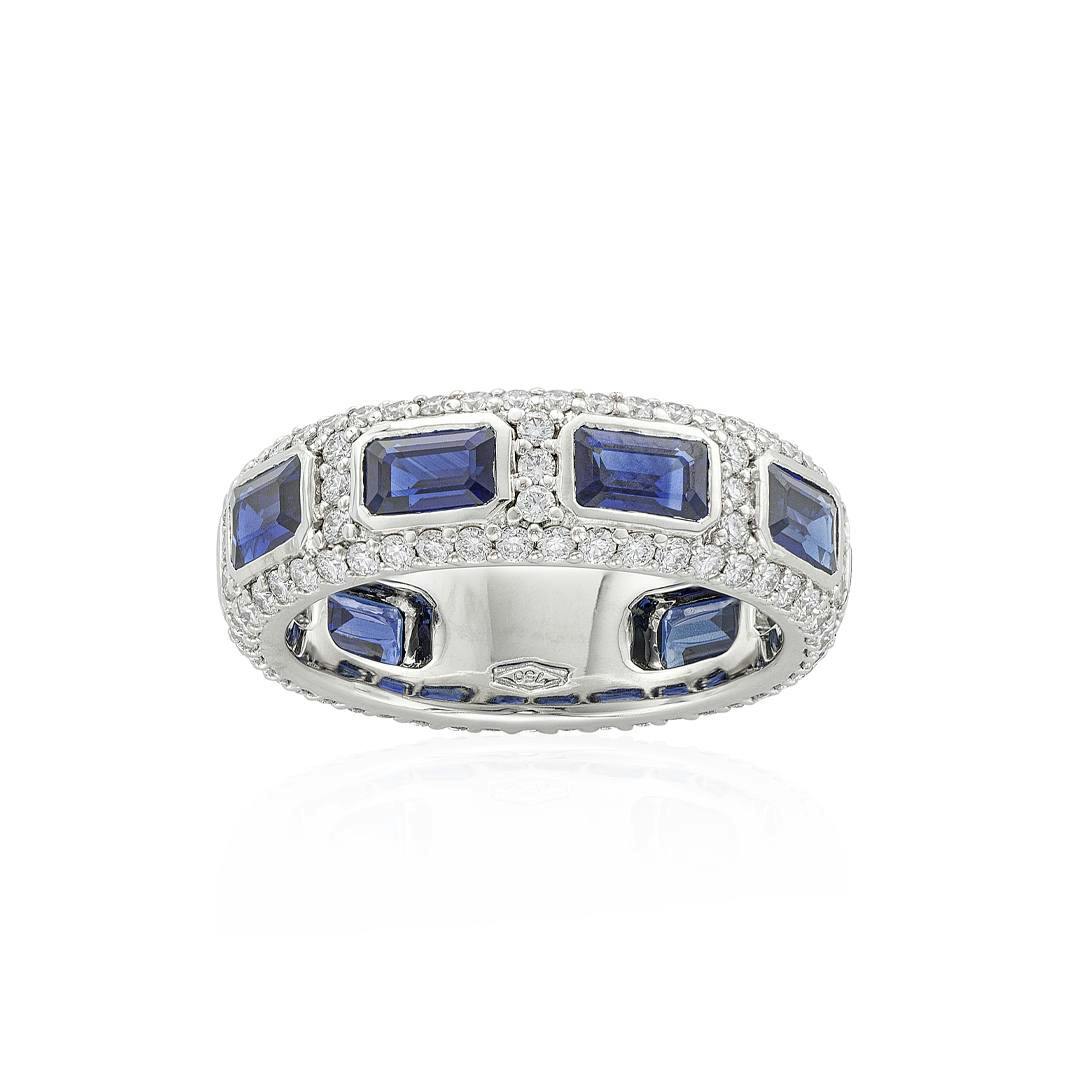 Diamond Band with Sapphire Accents
