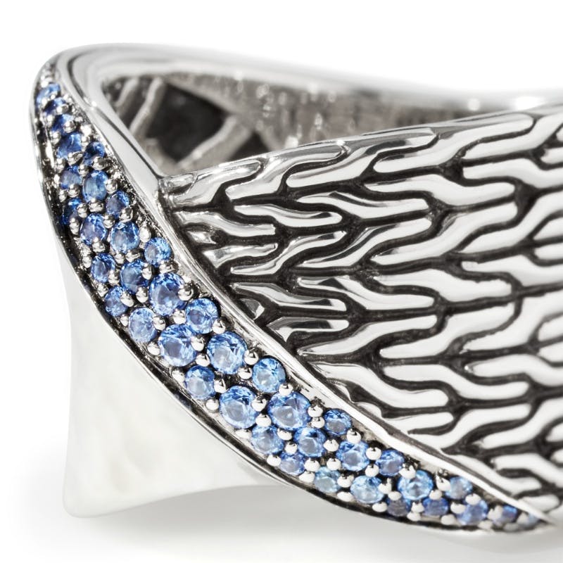 John Hardy Twisted Collection Cable Ring with Blue Sapphires 2